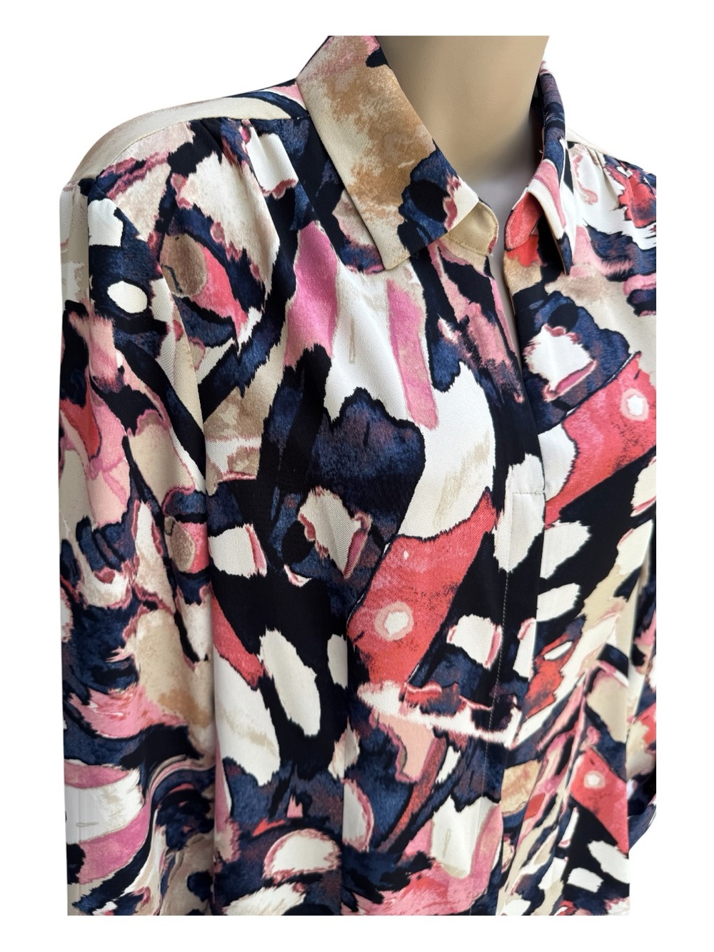 NIC + ZOE multi colored abstract poly blouse, Medium, - Picture 2 of 13